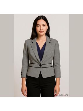 WHITE HOUSE BLACK MARKET Women’s Black & White Blazer with Purple Lining